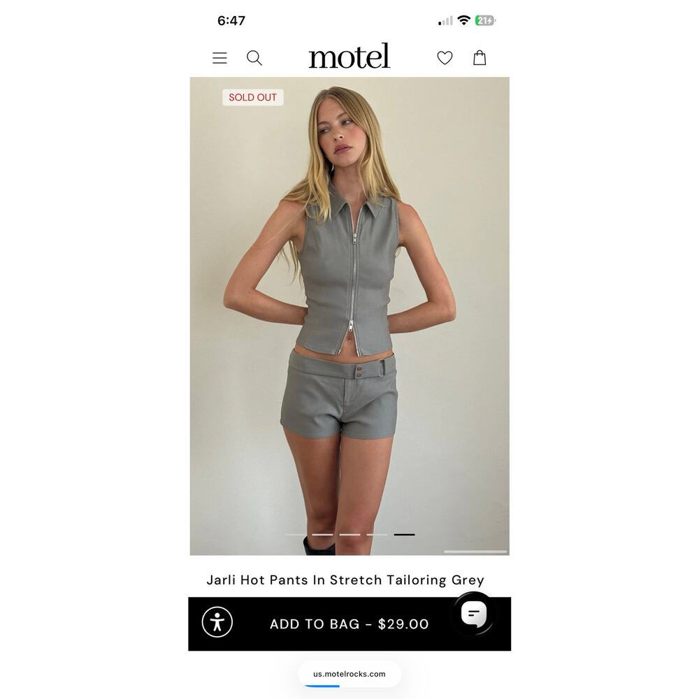 Motel Rocks Jarli Hot Pants XXS | Y2K new w tags Micro Shorts | NWT gray - Picture 6 of 13